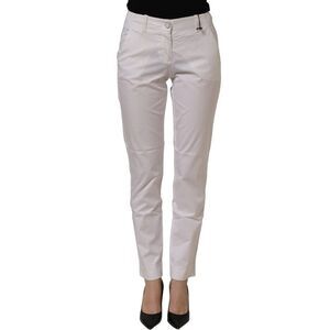 Armani Jeans White Mid Waist Cotton Stretch Trouser Women's Pants